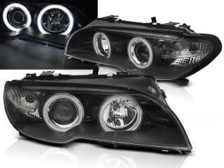PŘEDNÍ SVĚTLA CCFL ANGEL EYES BMW E46 COUPE,CABRIO 2003-2006 ČERNÁ