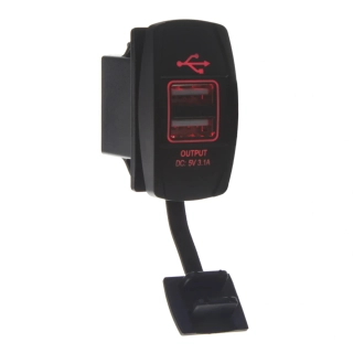2 slot USB zásuvka "Rocker", červené podsvícení