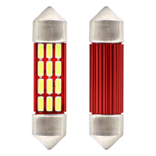 CAN-BUS SUFITOVÉ ŽÁROVKY S CHLADIČEM 16 SMD LED 4014 - DÉLKA 39 MM - BÍLÉ  AMIO, 2 KUSY