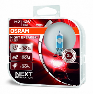 ŽÁROVKY H7 OSRAM NIGHT BREAKER LASER NEXT GENERATION +150% (DUO BOX 2 KS)