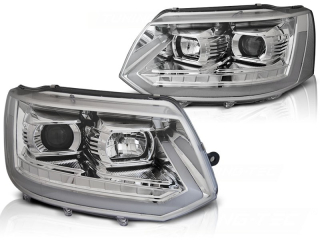 Přední světla VW T5 2010-2015 LED TUBE LIGHT CHROME T6 LOOK