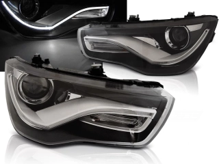 PŘEDNÍ SVĚTLA AUDI A1, 2010-2014, LED DRL TRU, ČERNÉ BLACK