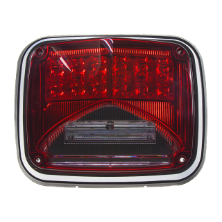 Výstražné LED světlo obdélníkové s přísvitem, 12/24V, červené, R65