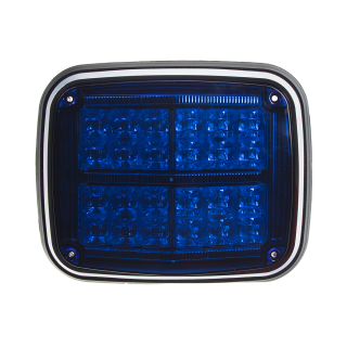 Výstražné LED světlo obdélníkové s přísvitem, 12/24V, modré, R65