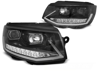 Přední světla VW T6 15- BLACK-CHROME TUBE LIGHT LED SEQ DRL