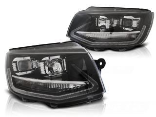 PŘEDNÍ SVĚTLA, LAMPY VW T6 2015-, LED DRL ČERNÉ