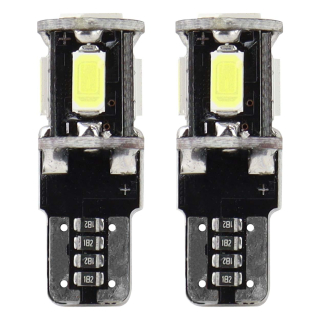 LED ŽÁROVKY T10 - 5 SMD LED BÍLÉ 6000 K (2 KS) CANBUS