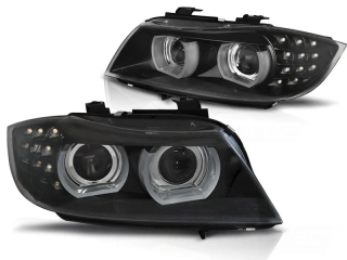 Přední světla BMW E90/E91 2009-2011 3D DRL LED černá XENON
