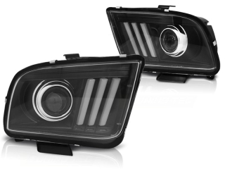 PŘEDNÍ SVĚTLA FORD MUSTANG 2004-2009, TUBE LIGHT ČERNÉ