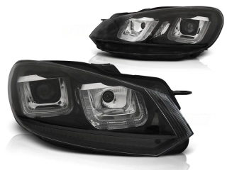 Přední světla U-LED denními světly VW Golf 6 08-12 černé