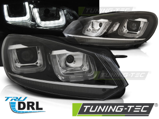PŘEDNÍ SVĚTLA U-LED DENNÍMI SVĚTLY VW GOLF 6 08-12 CHROM LINE