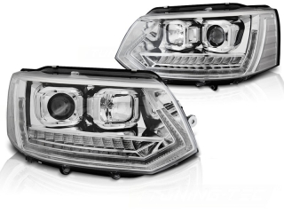 PŘEDNÍ SVĚTLOMETY, SVĚTLA, LAMPY VW T5, 2010-2015, TUBE LIGHT, DYNAMIC, CHROM