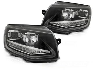 PŘEDNÍ SVĚTLOMETY, SVĚTLA, LAMPY VW T6 2015-, TUBE, DRL, SEQ, ČERNÉ