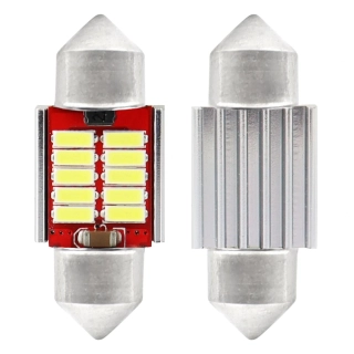 SUFITOVÉ ŽÁROVKY S CHLADIČEM 10 SMD , 12 / 24V,  31mm (2 KS) bílé CAN-BUS 
