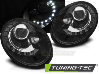 PŘEDNÍ SVĚTLOMETY, SVĚTLA, LAMPY VW NEW BEETLE 2006-2012, LED, ČERNÉ
