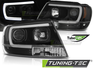PŘEDNÍ SVĚTLA CHRYSLER JEEP GRAND CHEROKEE 1999-2005, TUBE LIGHT ČERNÉ