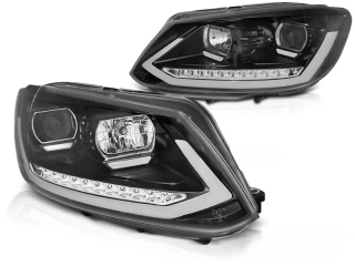 Přední světla VW Touran II 10-15 černá TUBE LIGHT TRU DRL SEQ