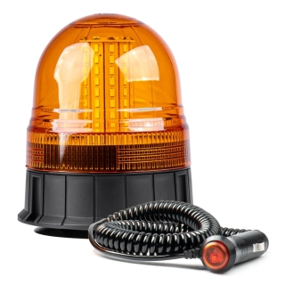 Výstražný LED maják 12/24V - oranžový, magnet - 60 LED s homologací E13 - Amio