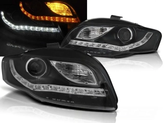PŘEDNÍ SVĚTLA, SVĚTLOMETY AUDI A4, B7, 2004-2008, BLACK, LED, LED BLINKR