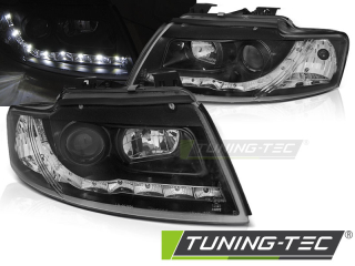 PŘEDNÍ SVĚTLA, SVĚTLOMETY, LAMPY AUDI A4 B6 CABRIO, 2002-2006, ČERNÉ
