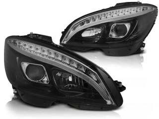 Přední světla Mercedes Benz W204, C-classe 07-10 - TUBE LIGHT H7 černá