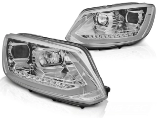 PŘEDNÍ SVĚTLOMETY, SVĚTLA, LAMPY VW TOURAN 2010-2015, TUBE, DRL, SEQ, CHROM