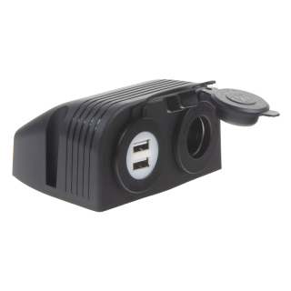 dvojitá zásuvka s panelem 1x CL + 2x nabíječka USB voděodolná