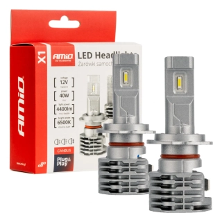 LED žárovky H7 AMIO LED X1 Series, bílé 6500K | 4400 LM, 2 ks