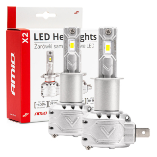 LED žárovky H3 AMIO LED X2 Series CAN-BUS, bílé 6500K | 7920 LM, 2 ks
