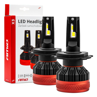 LED žárovky H4 X3 Series CAN-BUS, bílé 6500K, 9900 LM AMIO