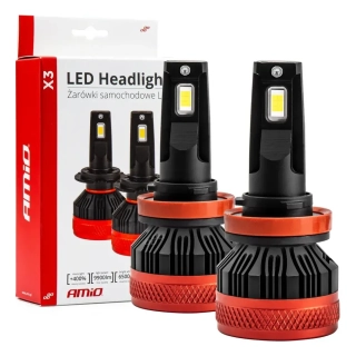 LED žárovky H8 | H9 | H11 AMIO X3 Series CAN-BUS, bílé 6500K | 9900 LM, 2 ks