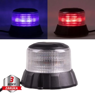 Robustní modro-červený LED maják, černý hliník, 48W, ECE R10