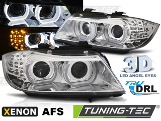 PŘEDNÍ SVĚTLOMETY, SVĚTLA, LAMPY BMW E90/91, 2009-2011, XENON AFS, LED DRL, CHROMOVÉ