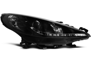 PŘEDNÍ SVĚTLA, SVĚTLOMETY PEUGEOT 207, 2006-2012, LED S MOTORKEM, BLACK