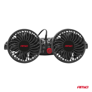 Ventilátor do auta na opěrku hlavy s USB nabíječkou 2x4" 12V