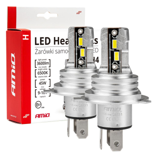 LED žárovky H4 AMIO LED H-mini, bílé 6500K | 2600 LM, 2 ks