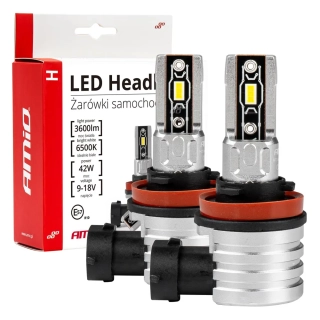 LED žárovky H8 | H9 | H11 AMIO LED H-mini, bílé 6500K | 2 ks