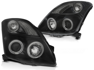 Přední světla Suzuki Swift 05-10 CCFL Angel Eyes- černé