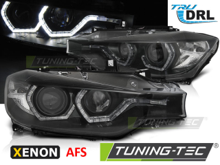 Přední světla BMW F30/F31 11-15 černá ANGEL EYES LED TRU DRL XENON s AFS