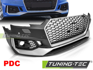 Přední nárazník SPORT, Audi A4 B9, 2015-2019, PDC, černo-stříbrný