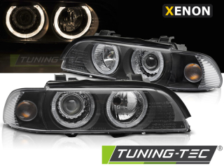 Přední světla angel eyes BMW E39 D2S xenon 00-03 černá