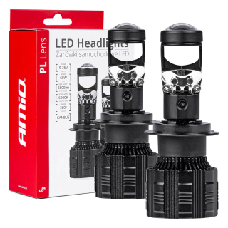 LED žárovky H7 AMIO LED PL LENS CAN-BUS, bílé 6000K | 3800 LM, 2 ks