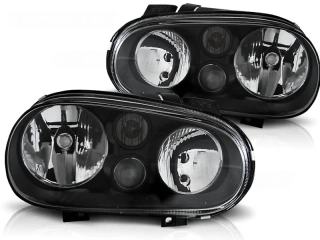 PŘEDNÍ SVĚTLOMETY, SVĚTLA, LAMPY VOLKSWAGEN GOLF 4, 1998-2003, ČERNÉ BLACK