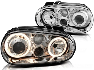 Přední světla VW Golf IV 98-03 Angel Eyes - chrom