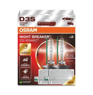 Xenonová výbojka D3S Osram Xenarc Night Breaker Laser +220% 42V 35W, 2kusy