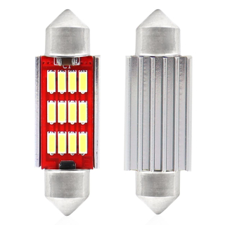CAN-BUS sufit LED žárovky s chladičem 12 SMD, 12-24V,  39 mm, bílé - AMIO