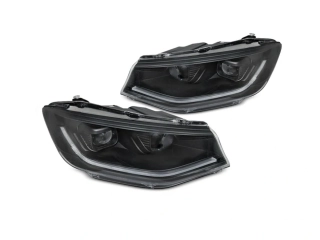 Přední světla VW CADDY 20- černé LED TUBE LIGHT DRL SEQ