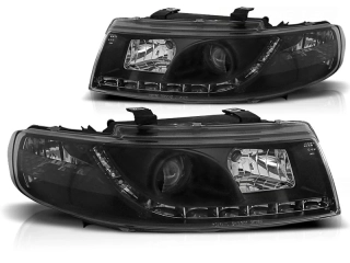 Přední světlomety, světla, lampy, Seat Leon, Toledo, 1998-2005, LED Daylight, černé black