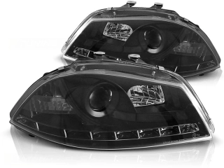 Přední světlomety, světla, lampy, Seat Ibiza, 2002-2008, LED Daylight, černé black