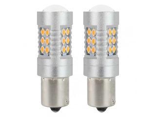 LED žárovka oranžová, Canbus 12/24V BAU15S, PY21W (2kusy)